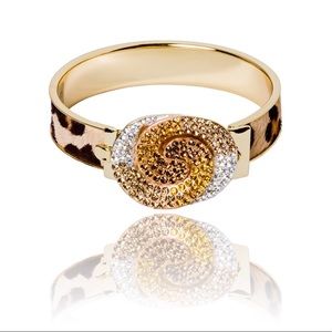 Fur Gold Plated Bangle with Swarovski Crystals